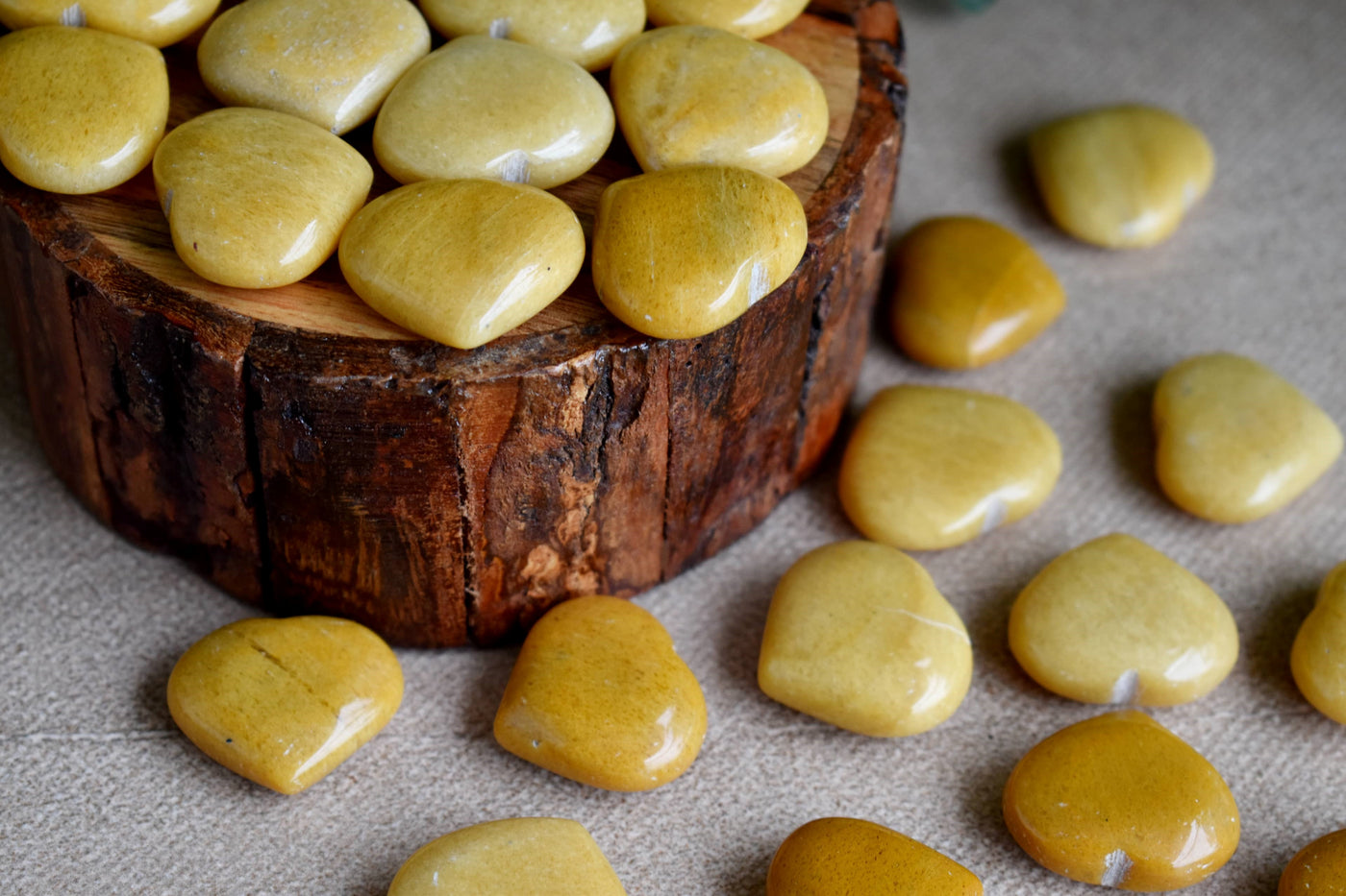 Yellow Aventurine Heart Crystal, Puffy Mini 1 Inch Pocket Crystal Heart