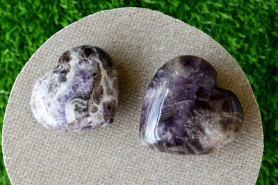 Polished Amethyst Heart Crystal, 2 Inch Pocket Heart Large Puffy Crystal Heart