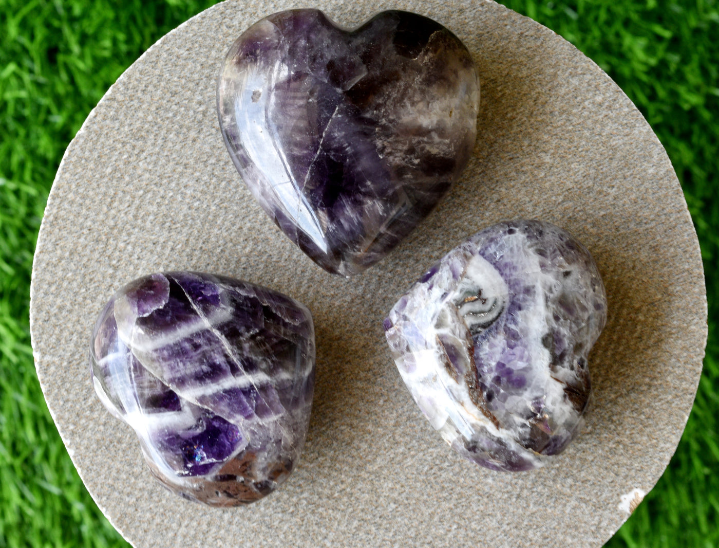 Polished Amethyst Heart Crystal, 2 Inch Pocket Heart Large Puffy Crystal Heart