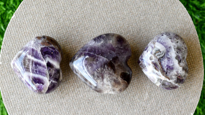 Polished Amethyst Heart Crystal, 2 Inch Pocket Heart Large Puffy Crystal Heart