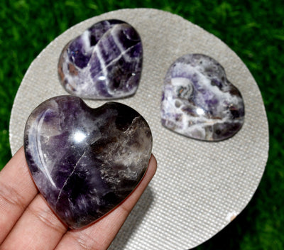 Polished Amethyst Heart Crystal, 2 Inch Pocket Heart Large Puffy Crystal Heart