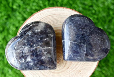 Polished Iolite Heart Crystal, 2 Inch Pocket Heart Large Puffy Crystal Heart