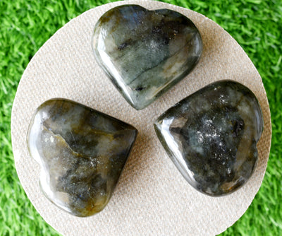 Polished Labradorite Heart Crystal, Puffy Mini 2 Inch Pocket Crystal Heart