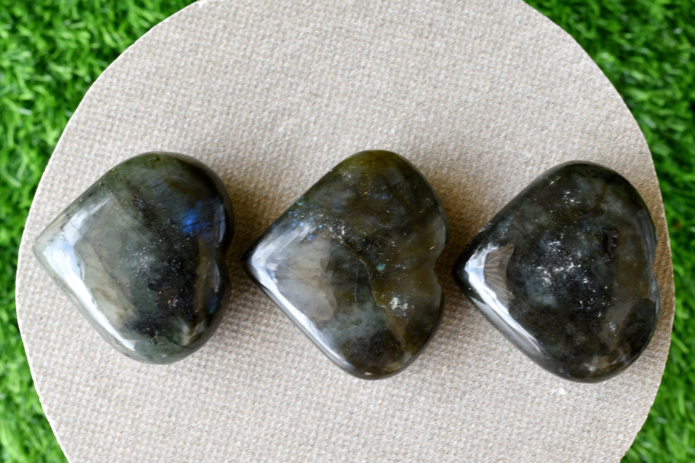 Polished Labradorite Heart Crystal, Puffy Mini 2 Inch Pocket Crystal Heart