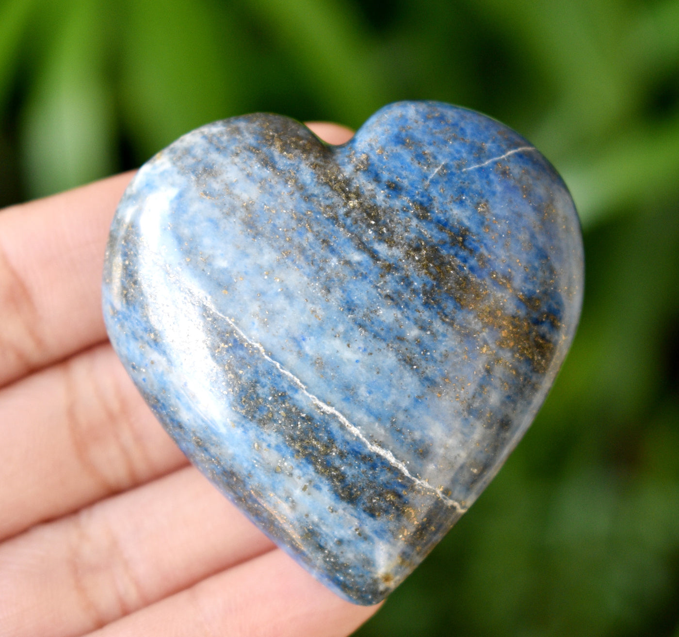 Polished Lapis Lazuli Heart Crystal, Puffy Mini 2 Inch Pocket Crystal Heart