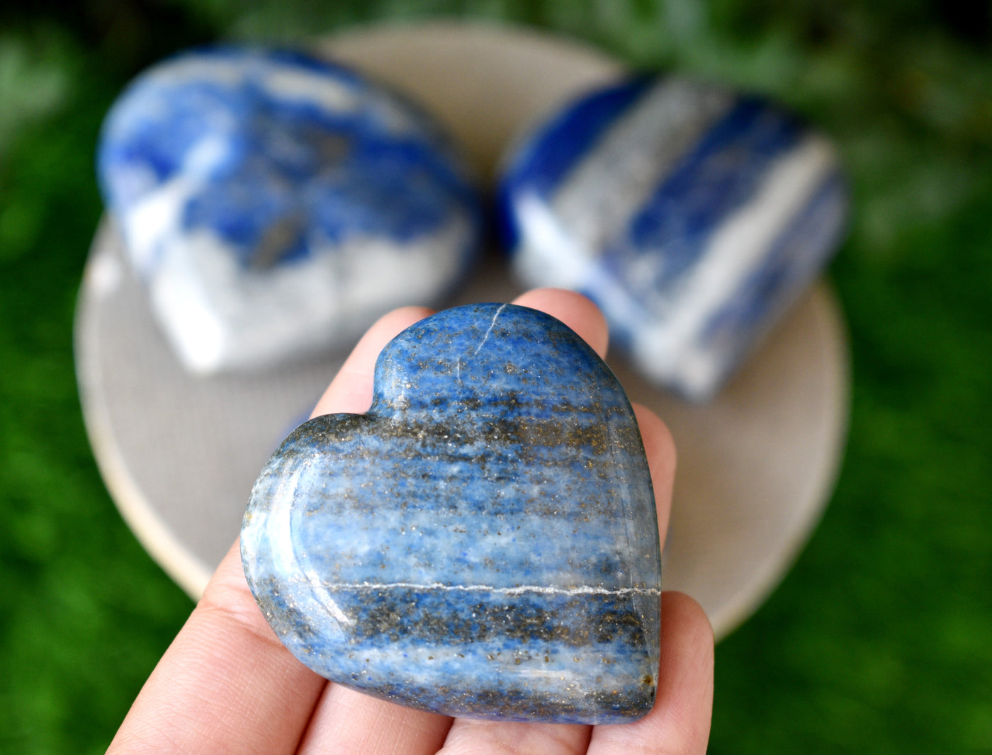 Polished Lapis Lazuli Heart Crystal, Puffy Mini 2 Inch Pocket Crystal Heart