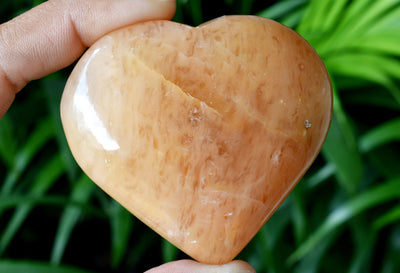 Polished Orange Aventurine Heart Crystal, Puffy Mini 2 Inch Pocket Crystal Heart