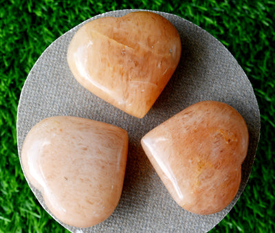 Polished Orange Aventurine Heart Crystal, Puffy Mini 2 Inch Pocket Crystal Heart