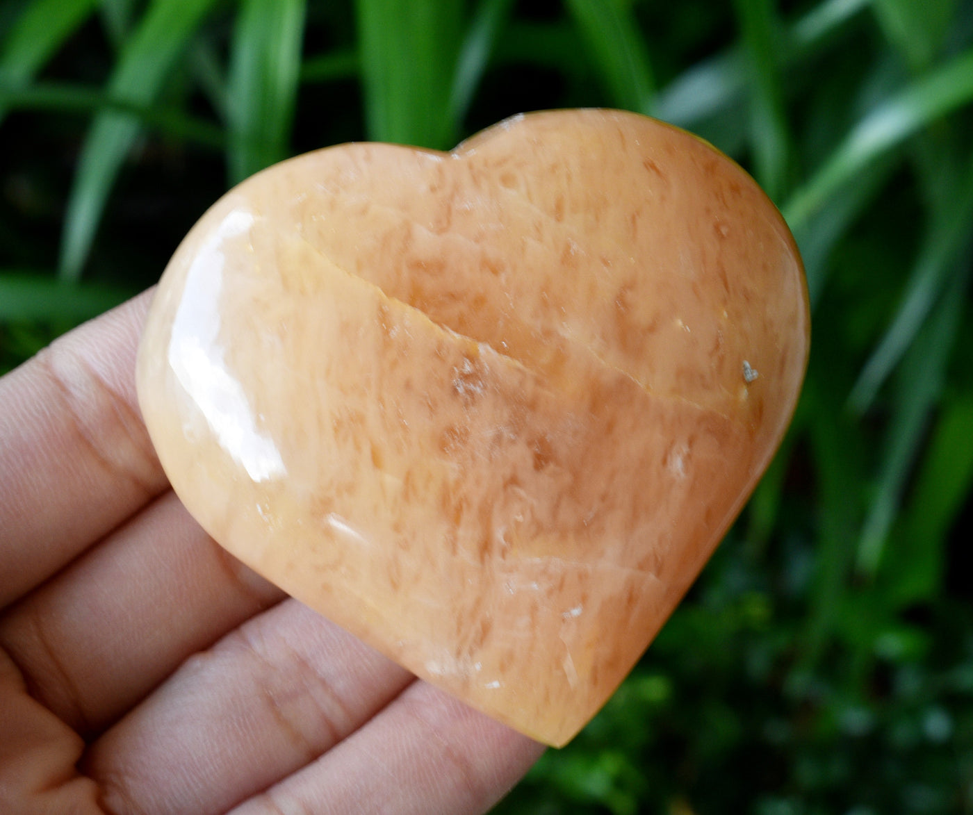 Polished Orange Aventurine Heart Crystal, Puffy Mini 2 Inch Pocket Crystal Heart