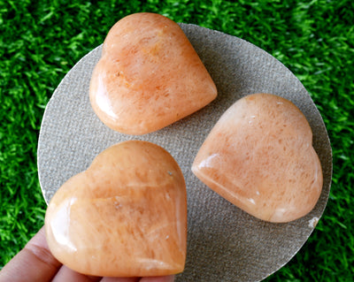 Polished Orange Aventurine Heart Crystal, Puffy Mini 2 Inch Pocket Crystal Heart