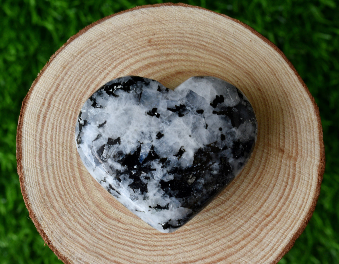 Polished Rainbow Moonstone Heart Crystal, Puffy Mini 2 Inch Pocket Crystal Heart