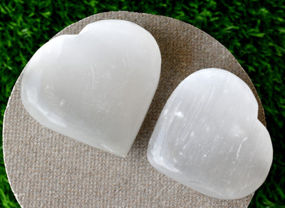 Polished Selenite Heart Crystal, Puffy Mini 2 Inch Pocket Crystal Heart