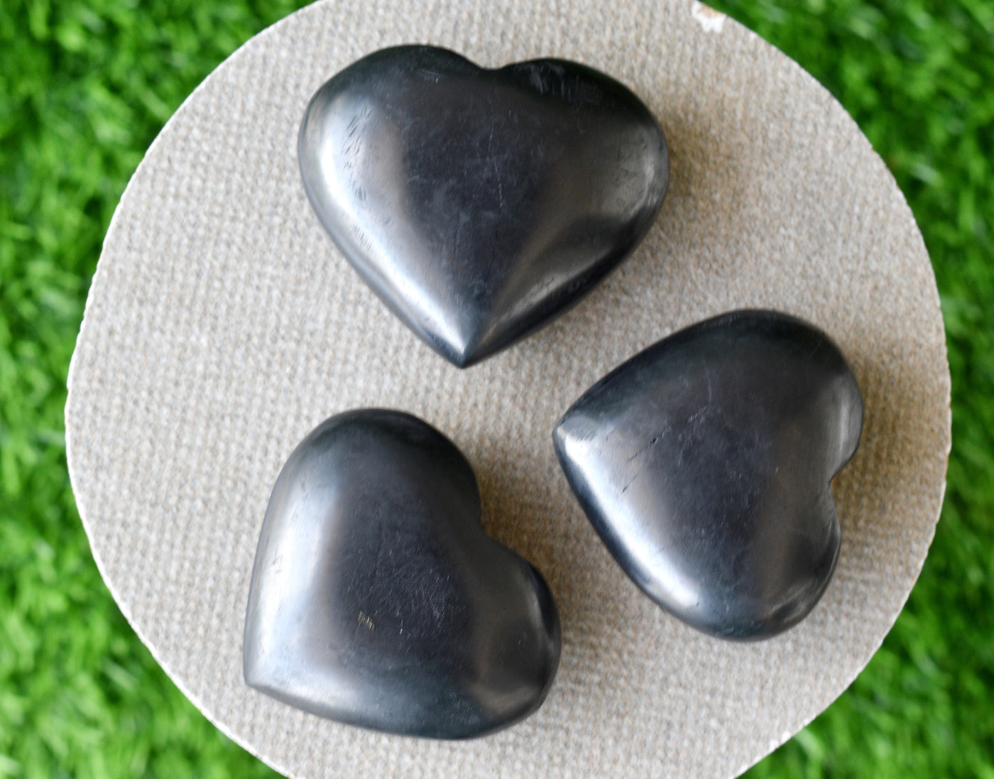 Polished Black Shungite Heart Crystal, Puffy Mini 2 Inch Pocket Crystal Heart