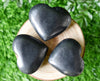 Polished Black Shungite Heart Crystal, Puffy Mini 2 Inch Pocket Crystal Heart