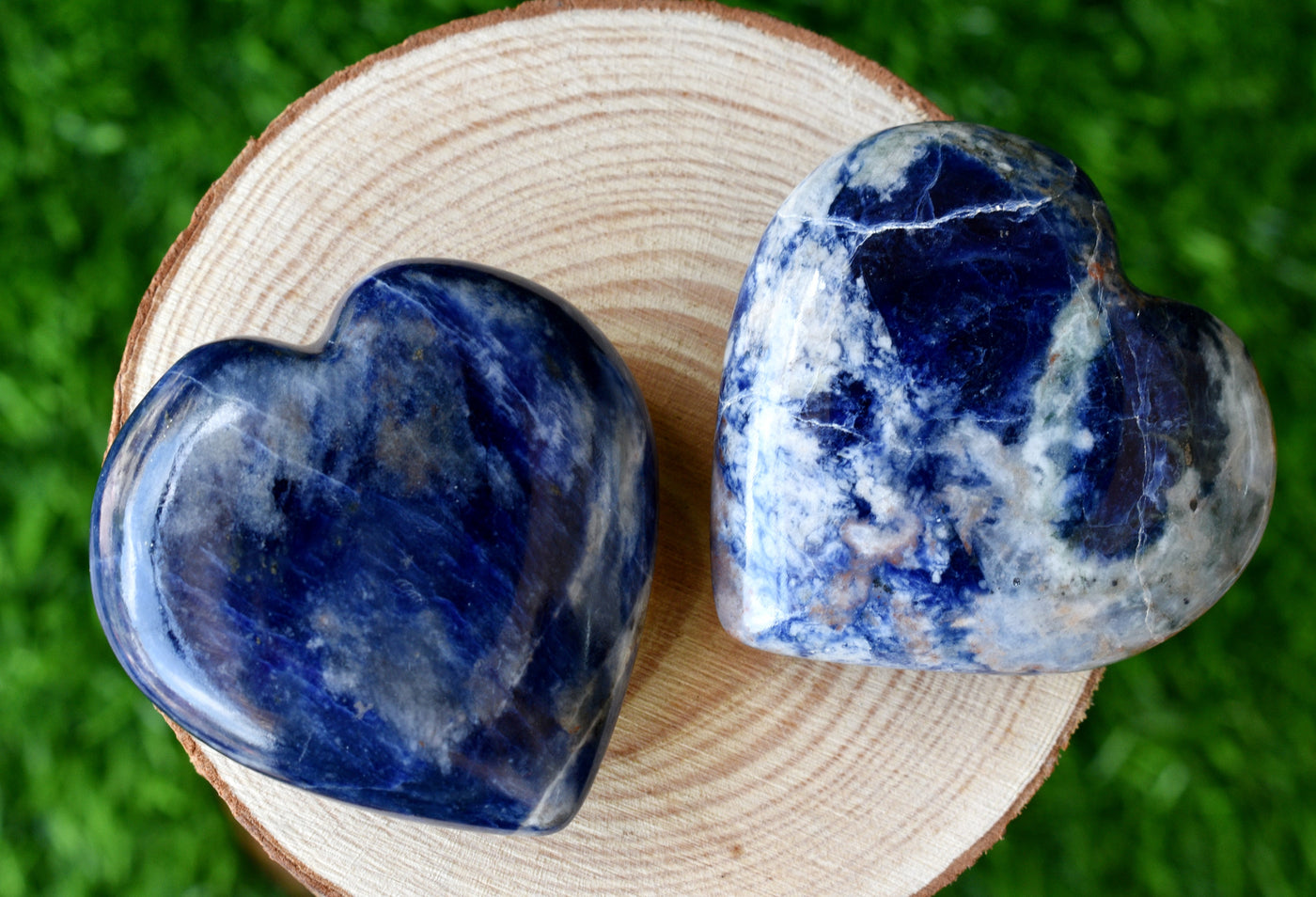 Polished Sodalite Heart Crystal, Puffy Mini 2 Inch Pocket Crystal Heart