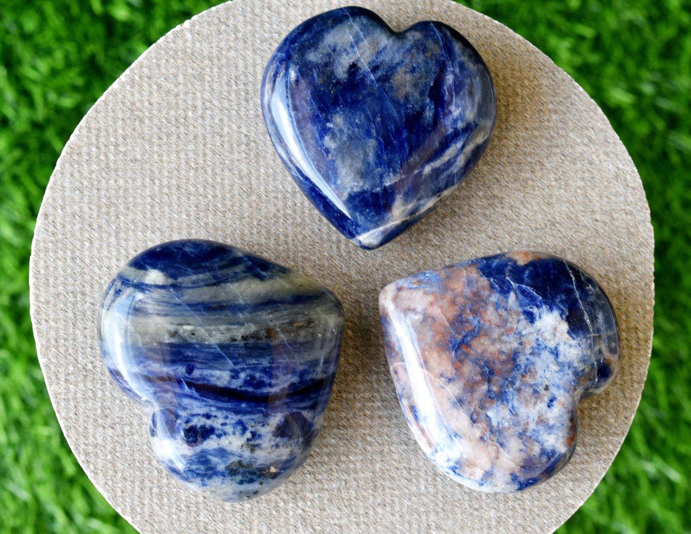 Polished Sodalite Heart Crystal, Puffy Mini 2 Inch Pocket Crystal Heart