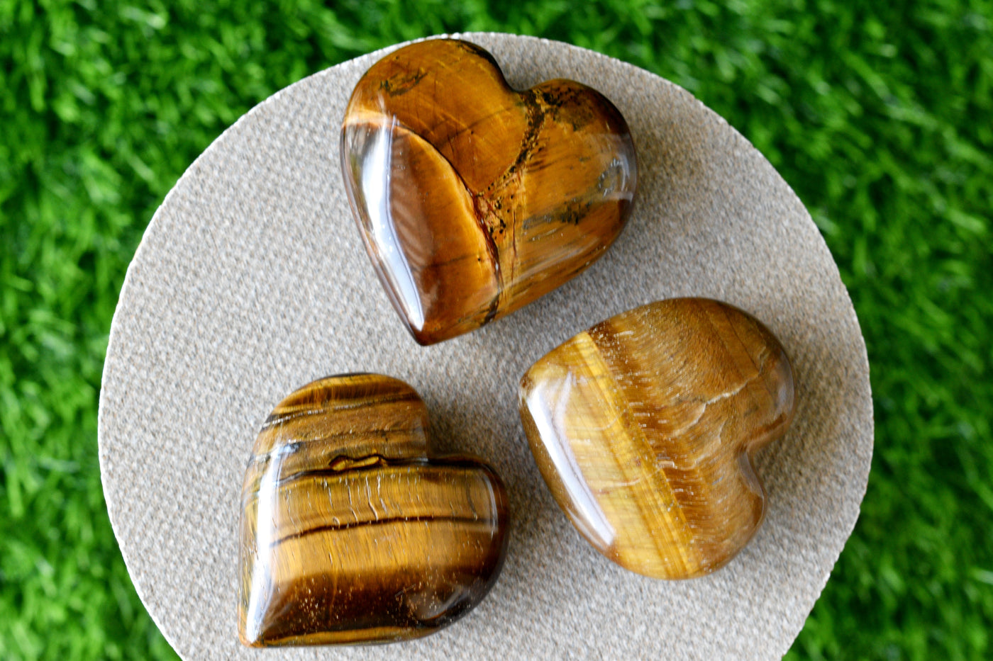 Polished Tiger Eye Heart Crystal, Puffy Mini 2 Inch Pocket Crystal Heart