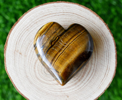 Polished Tiger Eye Heart Crystal, Puffy Mini 2 Inch Pocket Crystal Heart