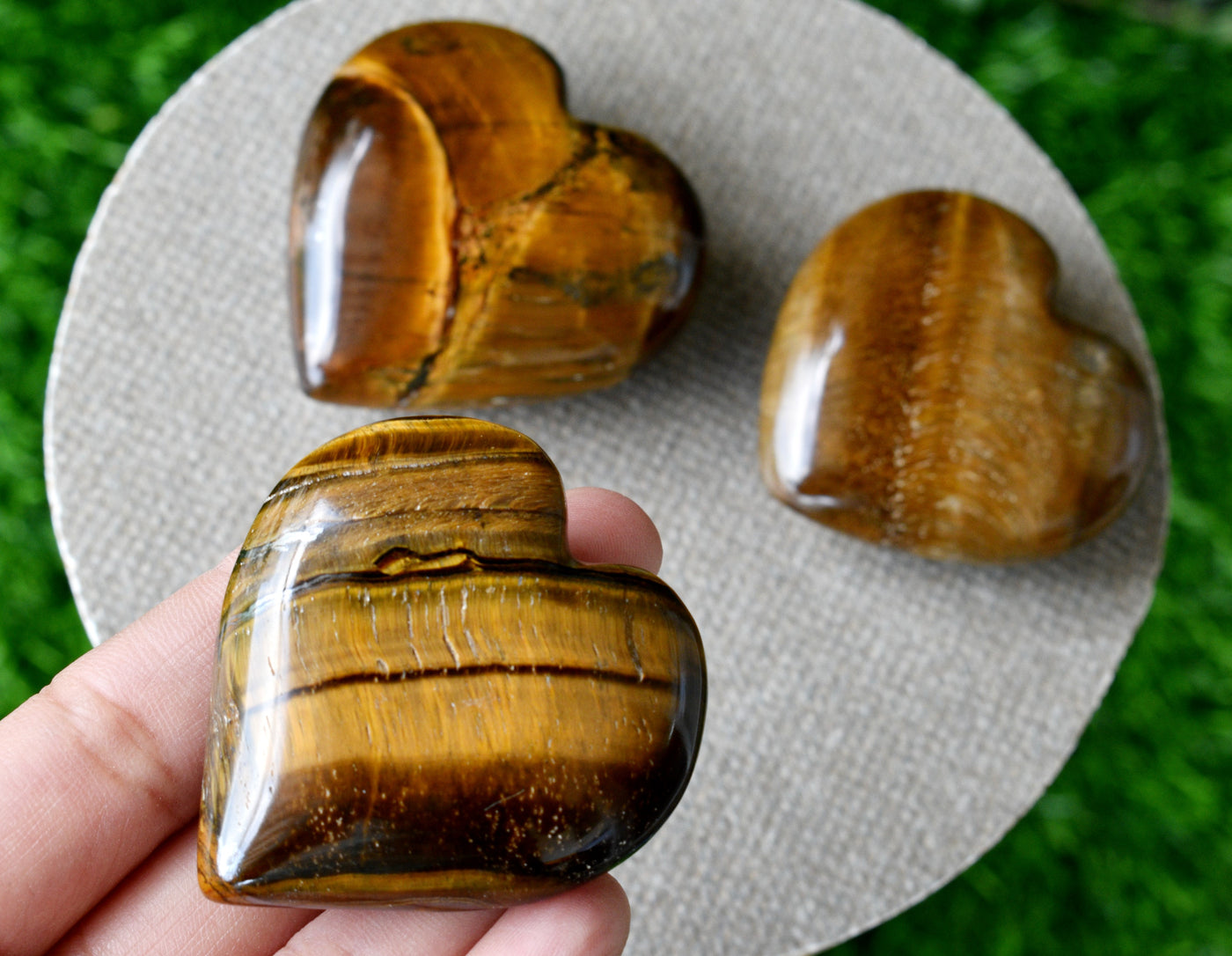 Polished Tiger Eye Heart Crystal, Puffy Mini 2 Inch Pocket Crystal Heart