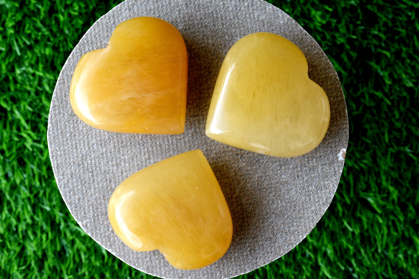 Polished Yellow Aventurine Heart Crystal, Puffy Mini 2 Inch Pocket Crystal Heart