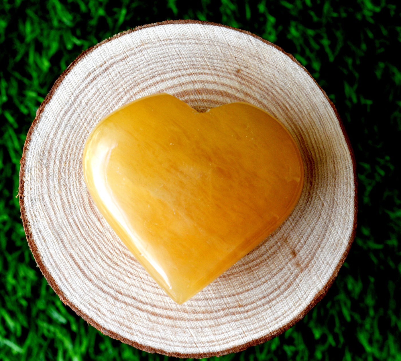 Polished Yellow Aventurine Heart Crystal, Puffy Mini 2 Inch Pocket Crystal Heart