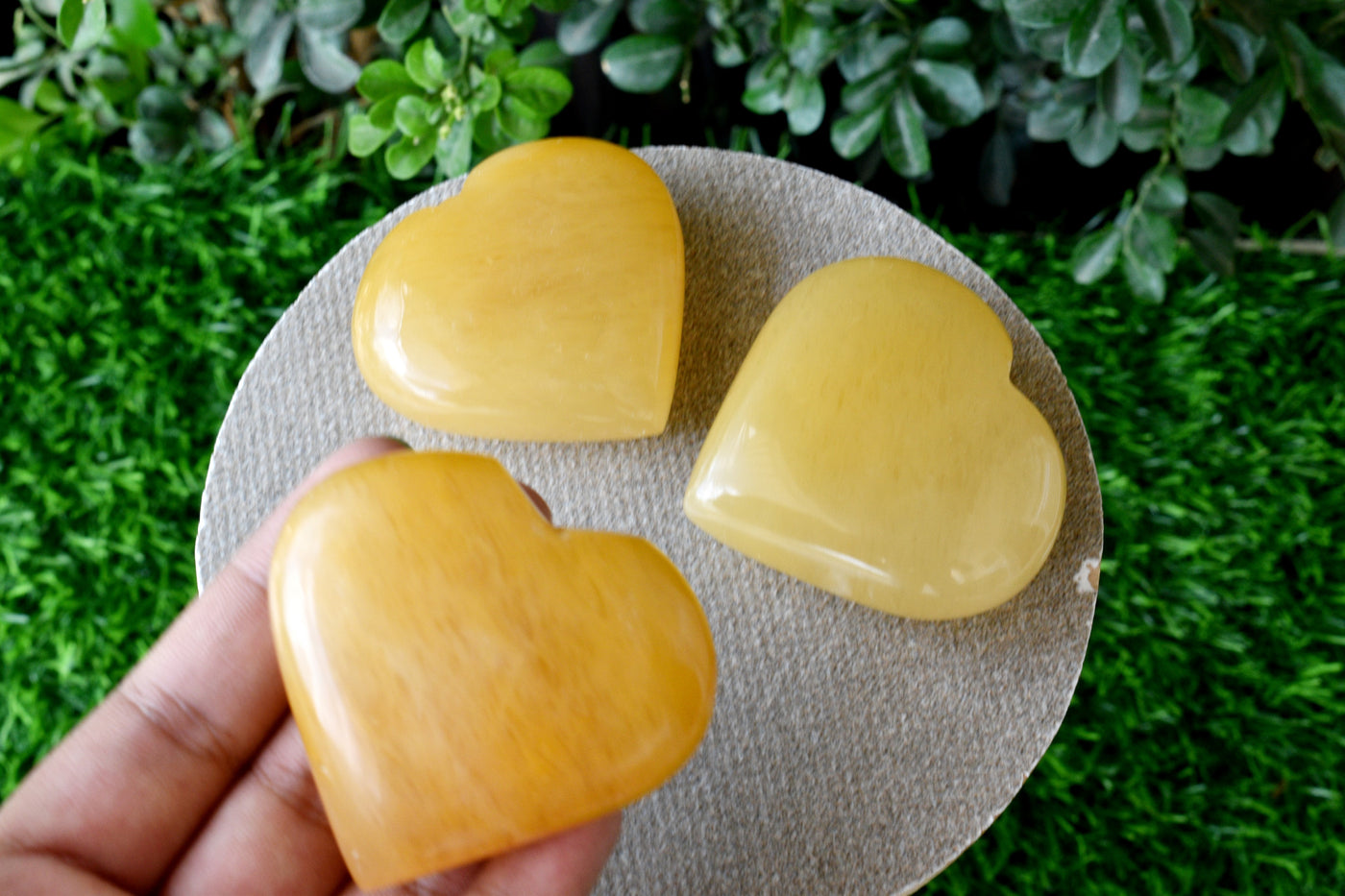 Polished Yellow Aventurine Heart Crystal, Puffy Mini 2 Inch Pocket Crystal Heart