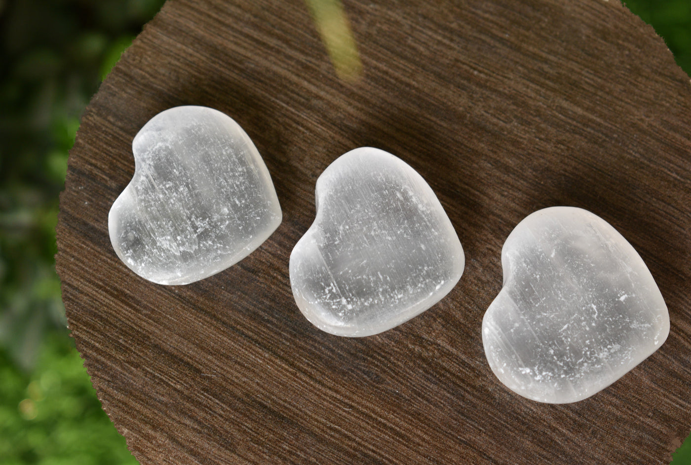 1.5" Selenite Puffy Heart Crystal, Natural Polished Small Pocket palm stone.