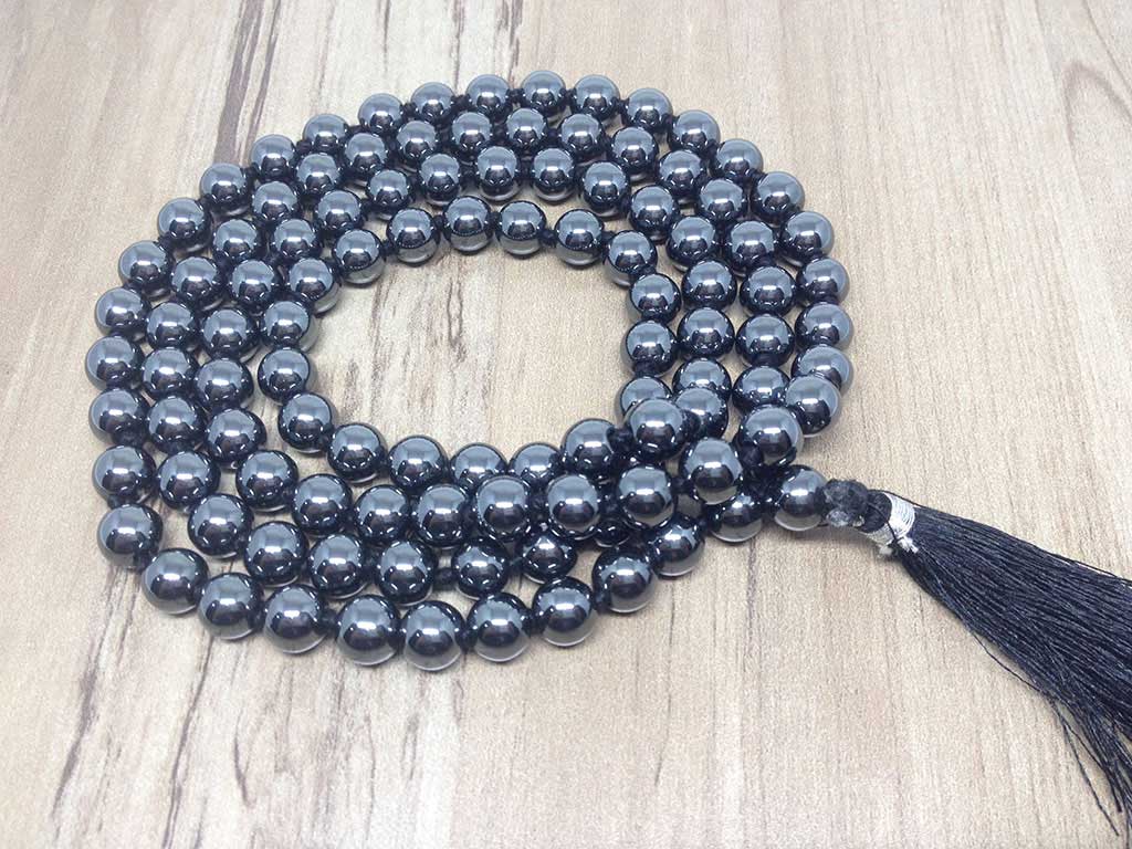 Natural 6mm Hematite Mala With 108 Prayer Beads