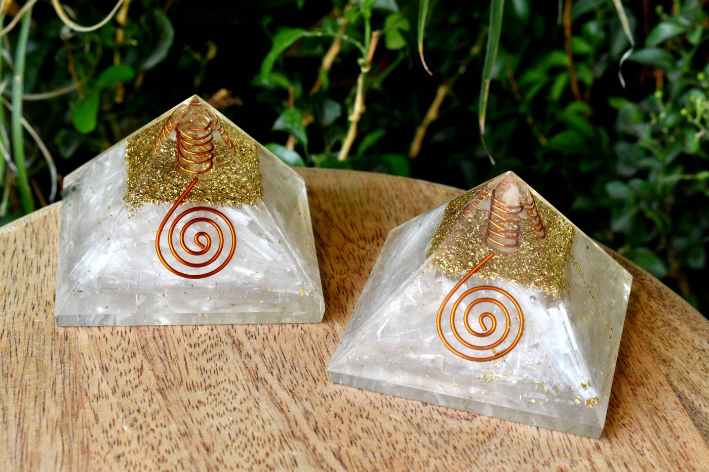 Selenite Orgone pyramid with Clear Quartz Crystal Pencil