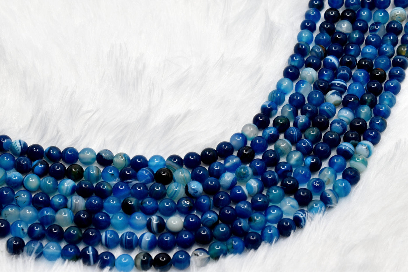 Blue Banded Agate Beads, Natural Crystal Round Beads 6mm to 10mm