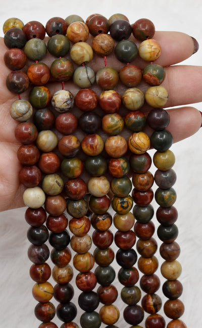 Multi Picasso Jasper Beads, Natural Round Crystal Beads 4mm to 10mm