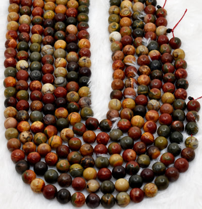 Multi Picasso Jasper Beads, Natural Round Crystal Beads 4mm to 10mm