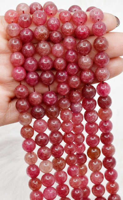 Strawberry Quartz Beads, Natural Round Crystal Beads 6mm to 10mm