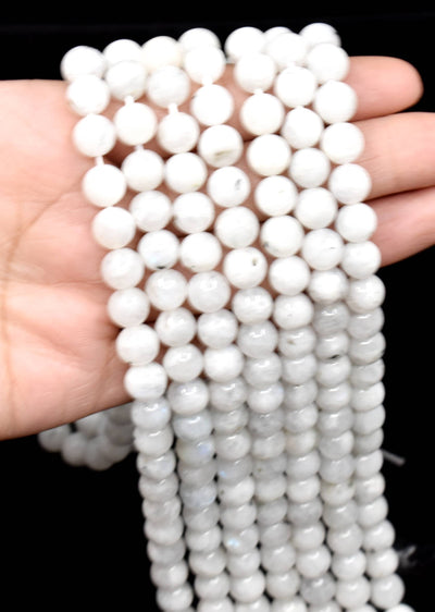 White Rainbow Moonstone Beads, Natural Round Crystal Beads 6mm to 10mm