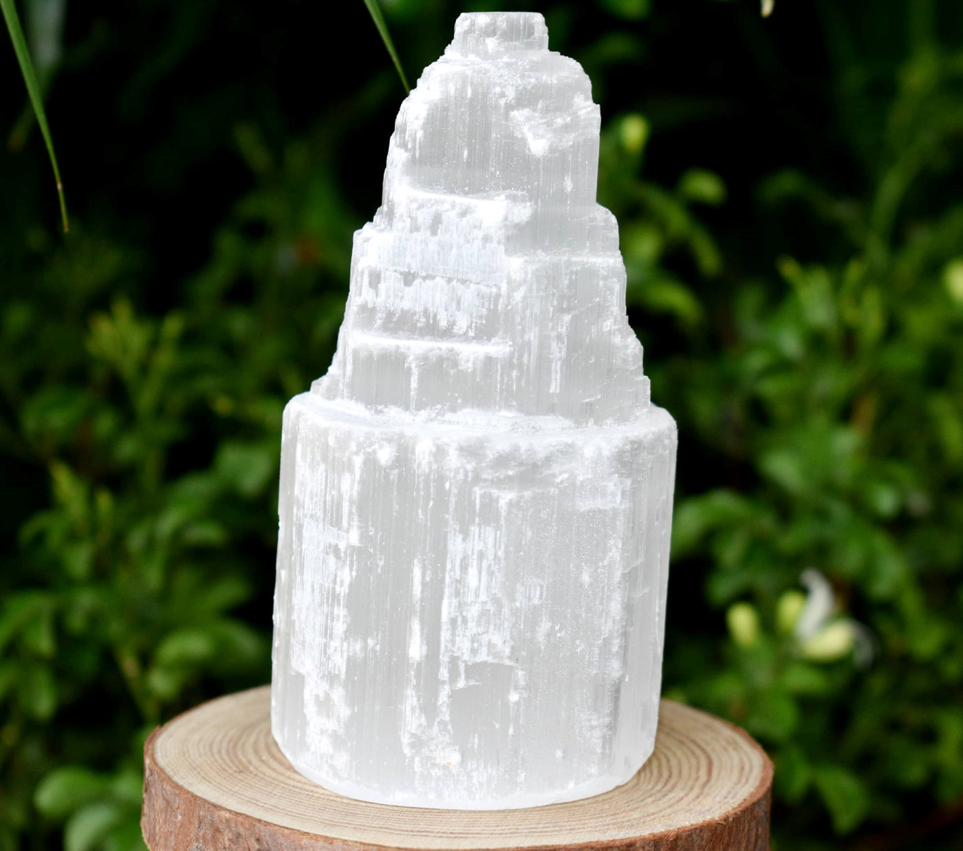 Natural Rough Selenite Swirl Towers, 4" Genuine Healing White Spiral Crystal