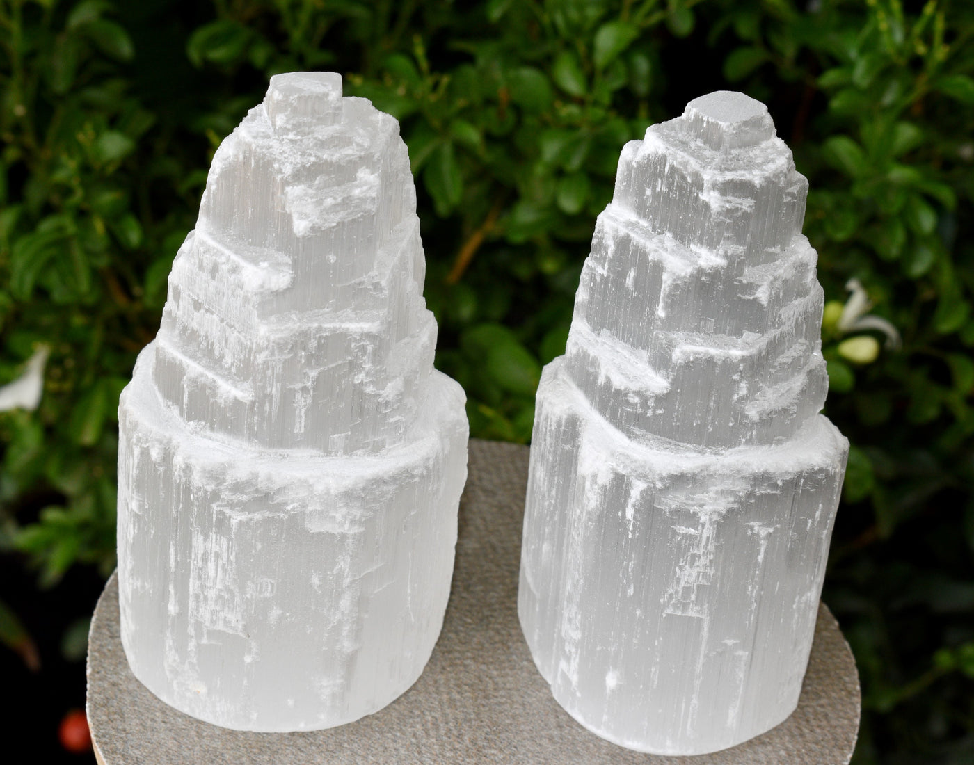 Natural Rough Selenite Swirl Towers, 4" Genuine Healing White Spiral Crystal