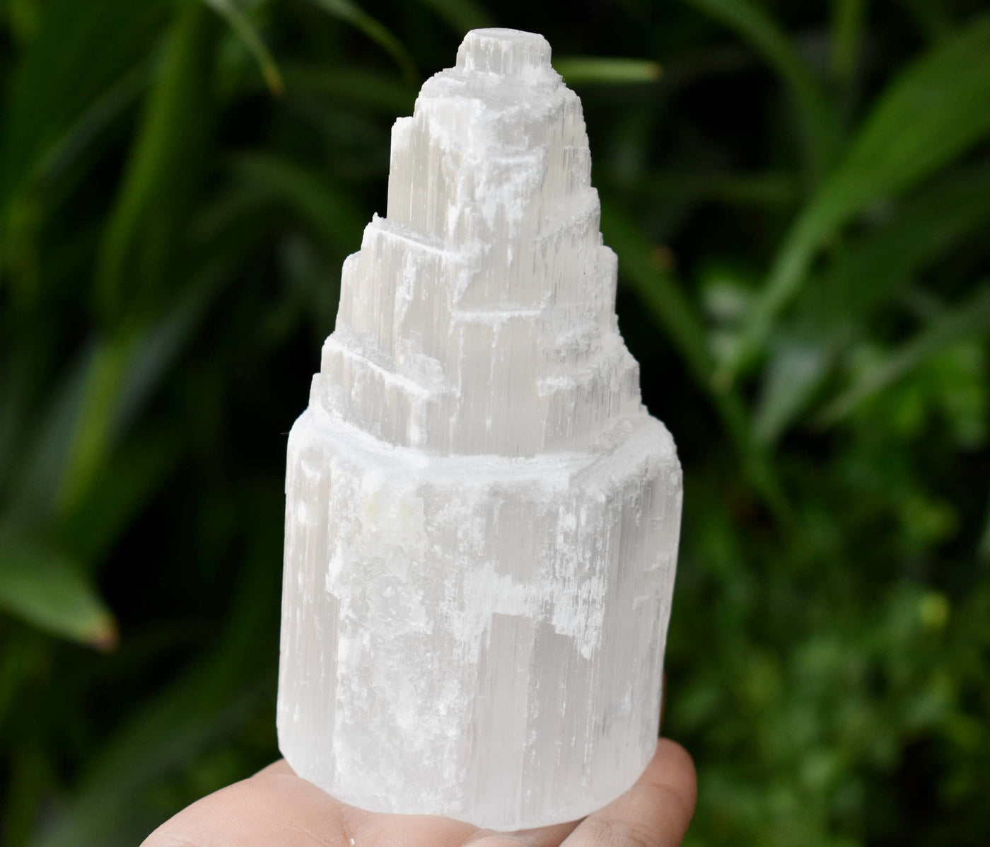 Natural Rough Selenite Swirl Towers, 4" Genuine Healing White Spiral Crystal