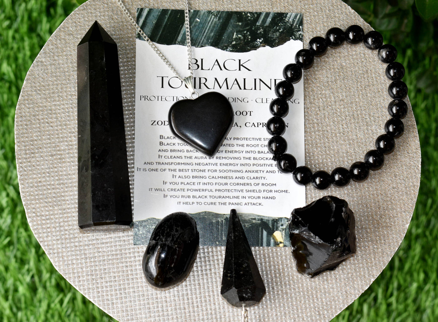 Black Tourmaline Crystal Gift Set For Emotional Support and Protection, Real Polished Gemstones.