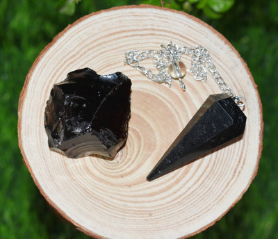 Black Tourmaline Crystal Gift Set For Emotional Support and Protection, Real Polished Gemstones.