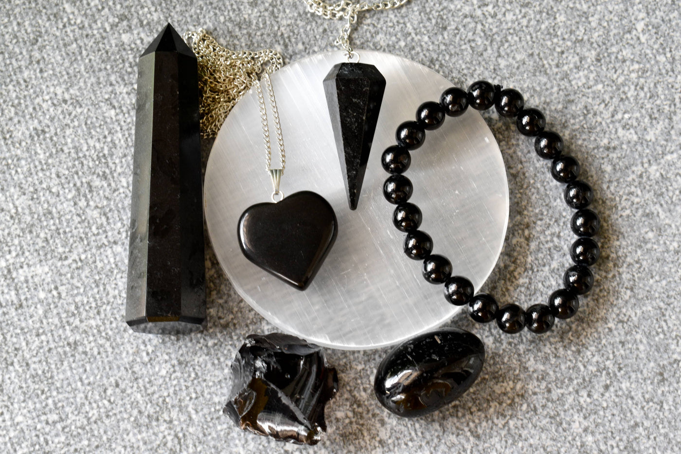 Black Tourmaline Crystal Gift Set For Emotional Support and Protection, Real Polished Gemstones.