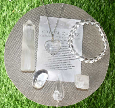 Crystal Quartz Gift Set For Emotional Support and Protection, Crystal Polished Gemstones.