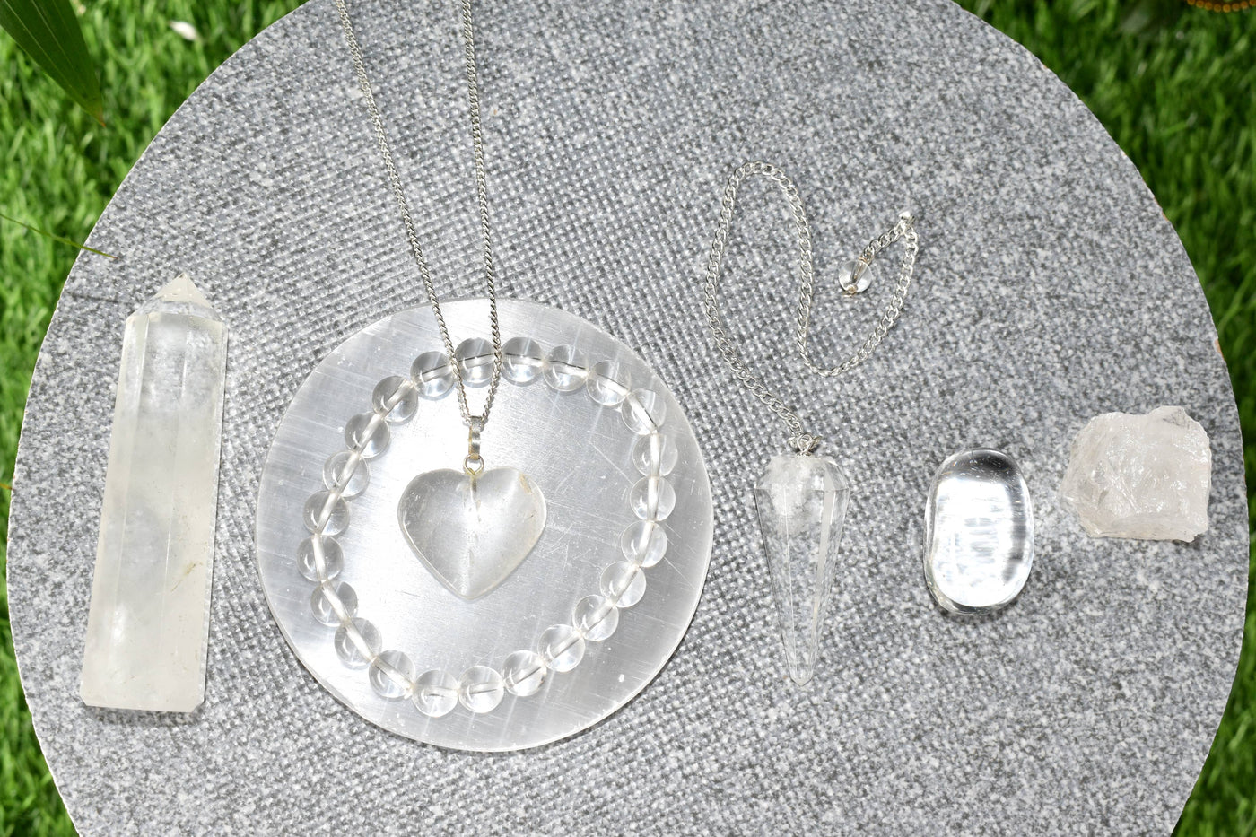 Crystal Quartz Gift Set For Emotional Support and Protection, Crystal Polished Gemstones.