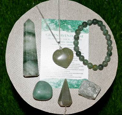 Green Aventurine Crystal Gift Set For Emotional Support and Protection, Real Polished Gemstones.