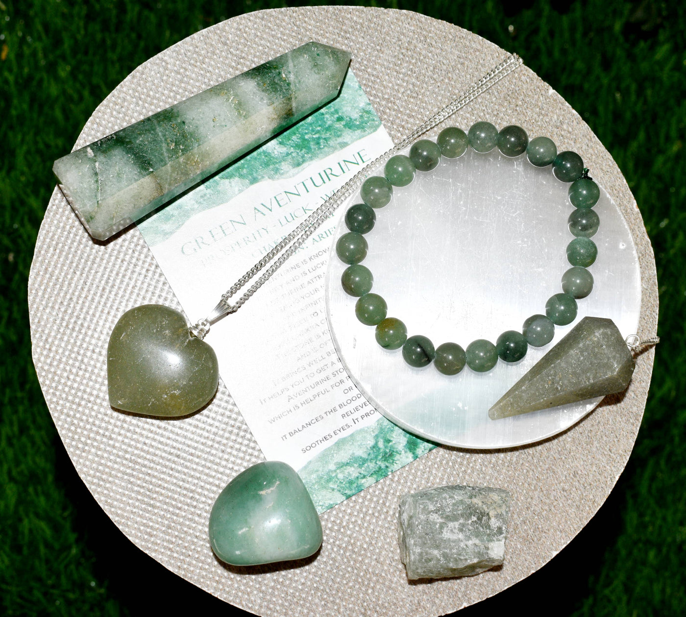 Green Aventurine Crystal Gift Set For Emotional Support and Protection, Real Polished Gemstones.