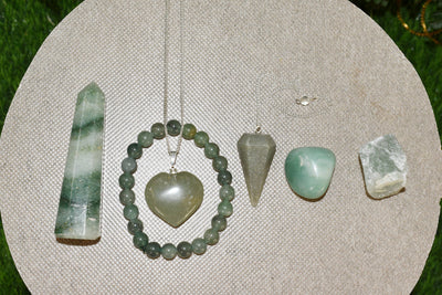 Green Aventurine Crystal Gift Set For Emotional Support and Protection, Real Polished Gemstones.