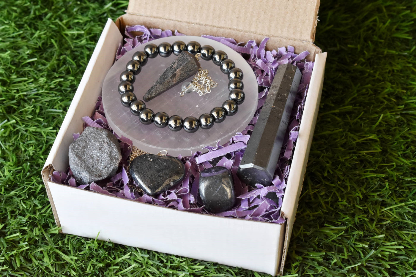 Hematite Crystal Gift Set For Emotional Support and Protection, Real Polished Gemstones.