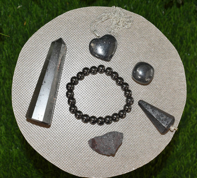 Hematite Crystal Gift Set For Emotional Support and Protection, Real Polished Gemstones.