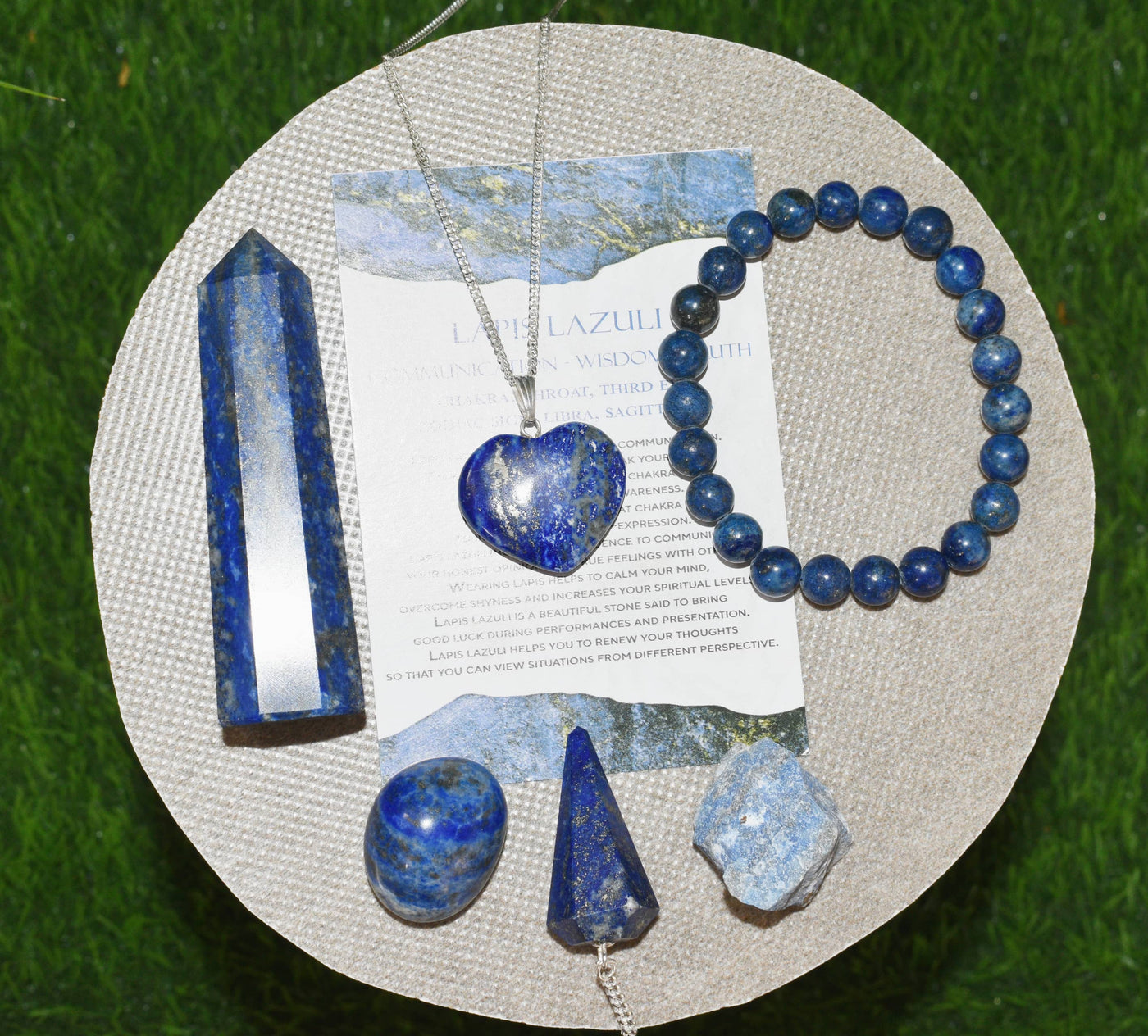 Lapis Lazuli Crystal Gift Set For Emotional Support and Protection, Real Polished Gemstones.