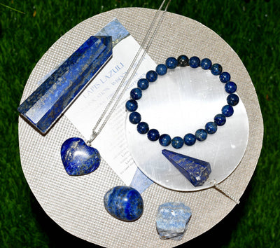 Lapis Lazuli Crystal Gift Set For Emotional Support and Protection, Real Polished Gemstones.