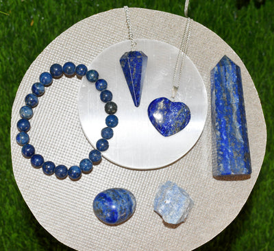 Lapis Lazuli Crystal Gift Set For Emotional Support and Protection, Real Polished Gemstones.